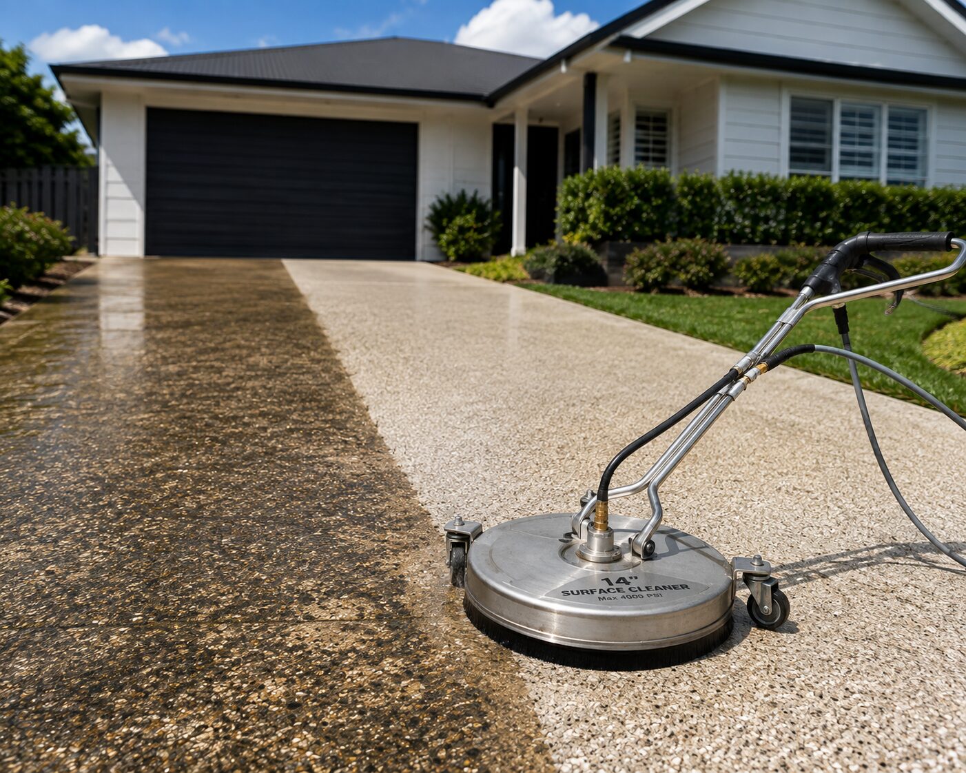 Driveway pressure washing